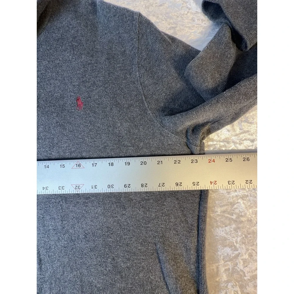 Polo Ralph Lauren Sweater Men's L Gray 1/4 Zip Cotton Pullover Preppy Classic